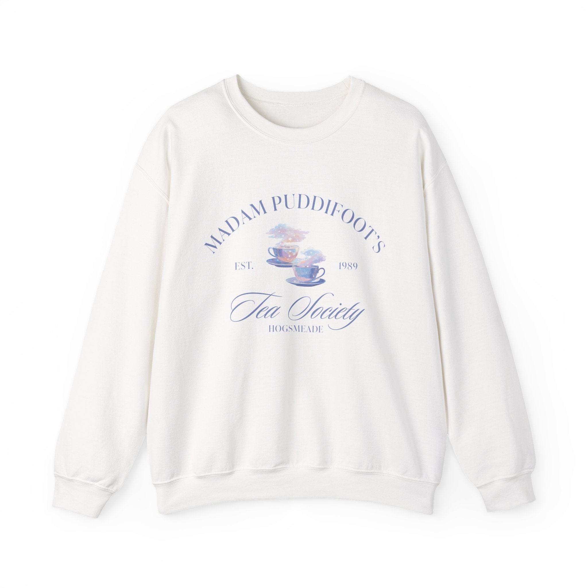 Magical Tea Society White Crewneck – Cozy Fantasy Cottagecore Sweatshirt for Book Lovers | Winter Holiday Christmas Gift