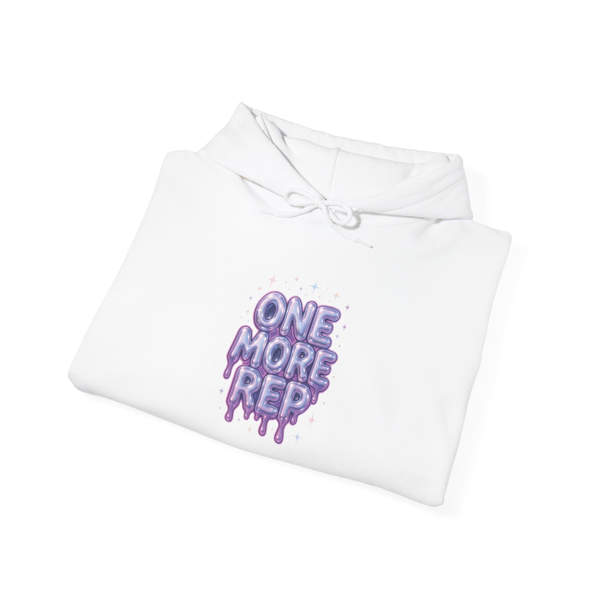 One More Rep White Hoodie – Pastel Motivational Gym Hoodie for Women | Y2K Fitness Aesthetic Sweatshirt | Cute Workout Gift