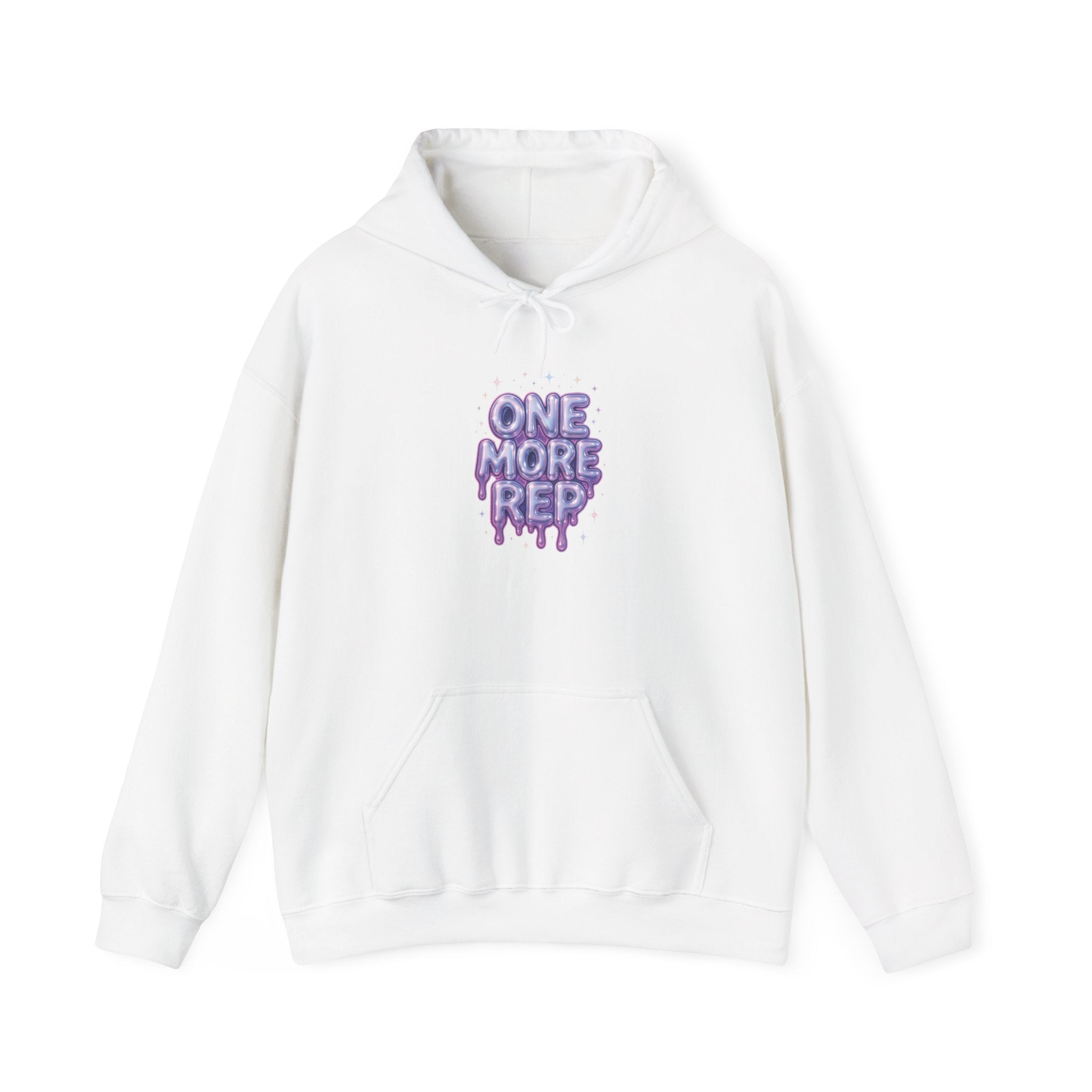 One More Rep White Hoodie – Pastel Motivational Gym Hoodie for Women | Y2K Fitness Aesthetic Sweatshirt | Cute Workout Gift